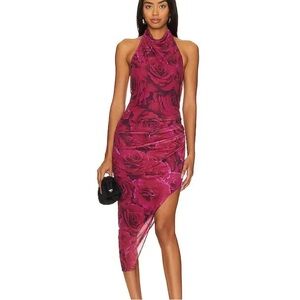 SOLD AMANDA UPRICHARD SAMBA MIDI Elegant Floral Halter Dress in samira